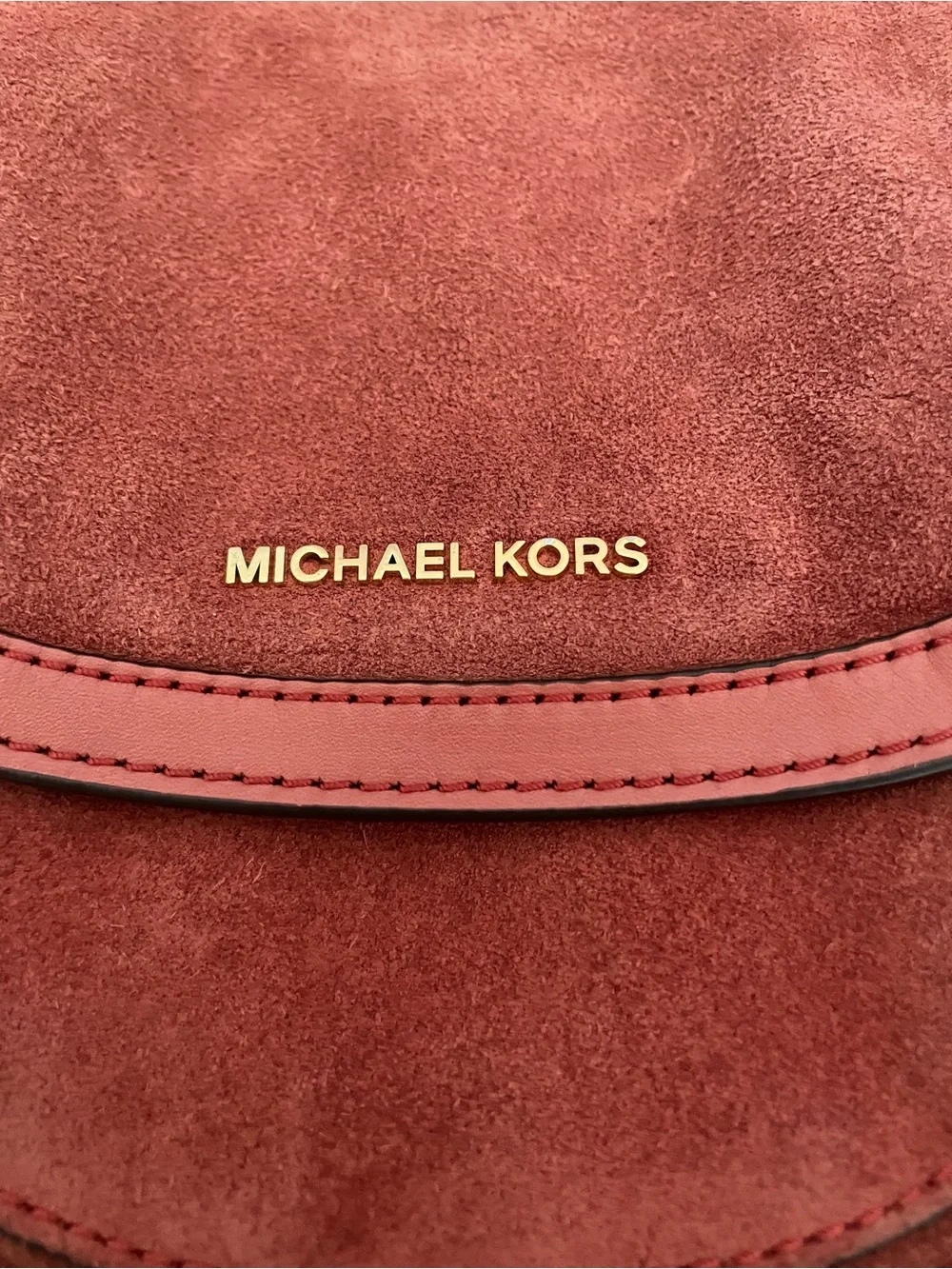 Michael Kors Dunn Burnt Sienna Suede Crossbody Saddle Bag Leather Suede Tassels